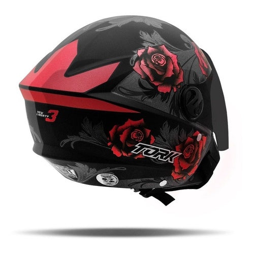 Capacete Aberto New Liberty Three Flowers Fosco Viseira Fumê