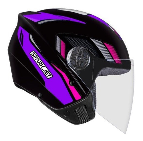Capacete Moto Aberto Ebf Spark Jet Sting Preto