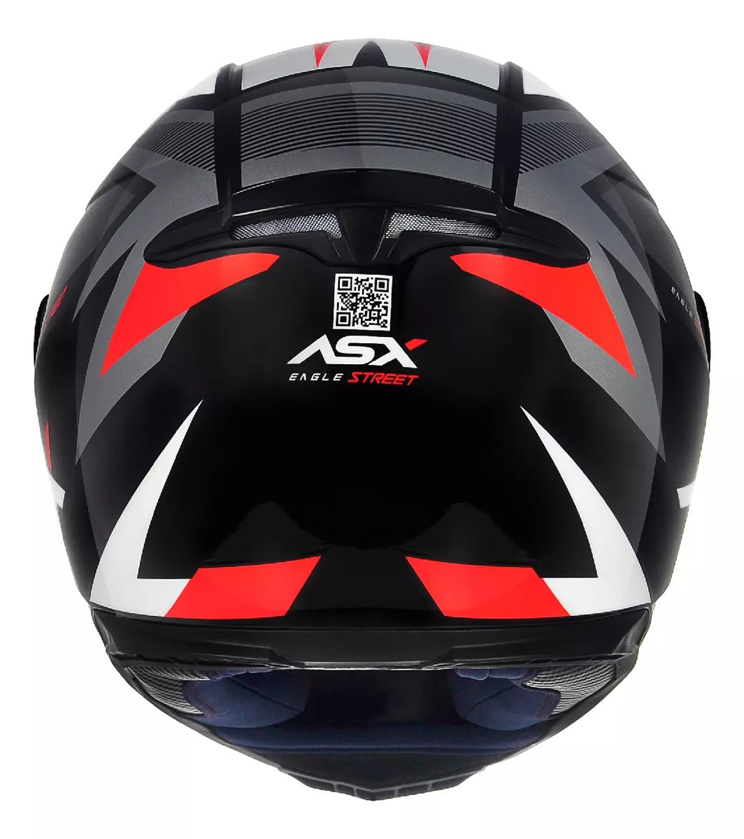Capacete Asx Eagle Street Brilho Preto Grafite + Viseira Fume