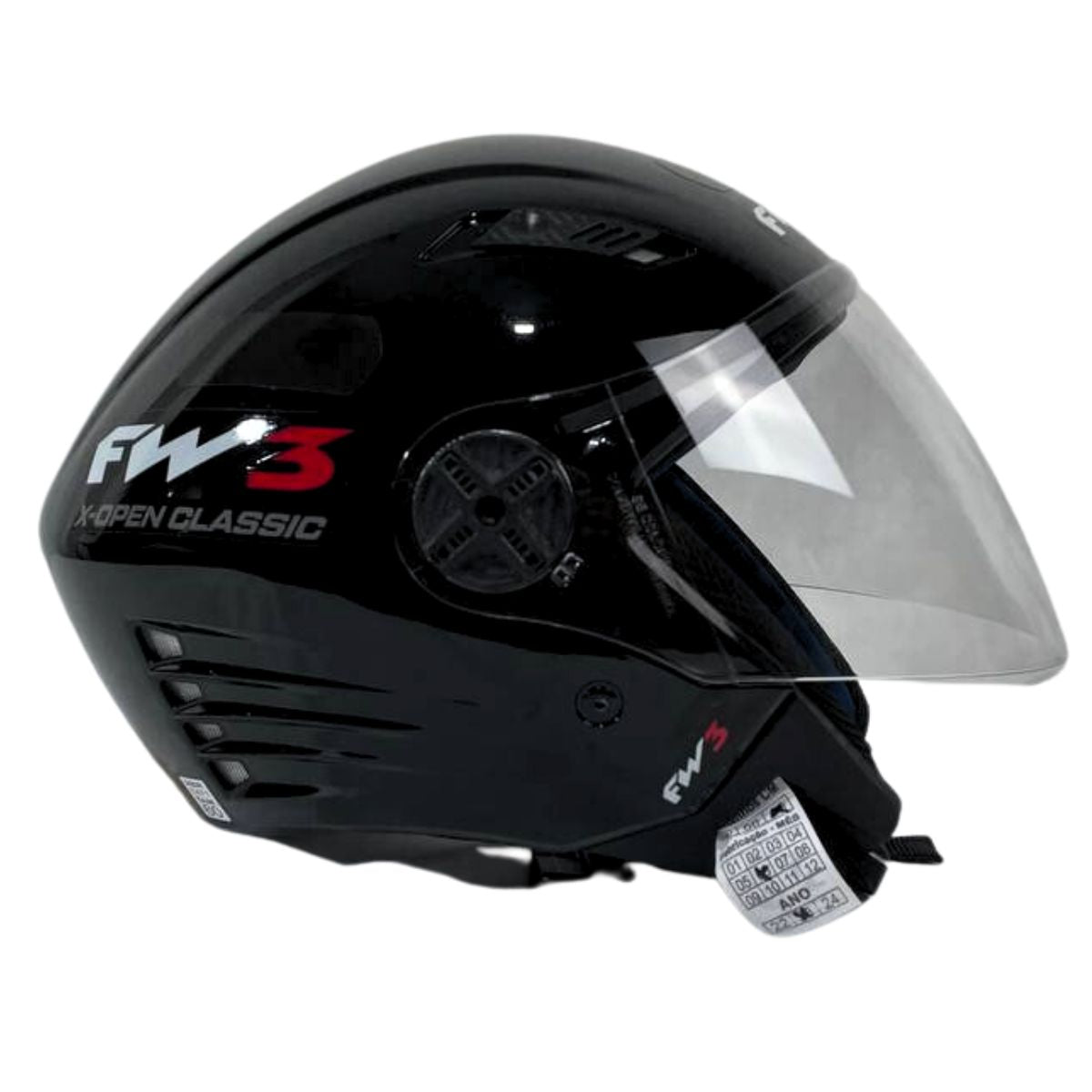 Capacete Aberto Fw3 X Open Classic Branco Ou Preto Brilhante