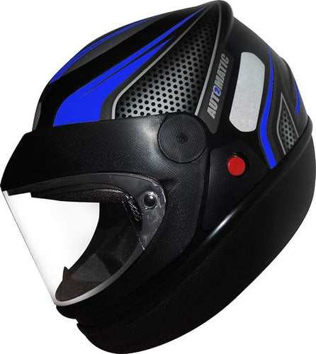 Capacete Para Moto Automático Preto Com Vermelho Modelo Fw3