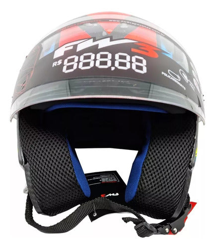 Capacete Fw3 X Open 43 Com Óculos Interno Aberto Top