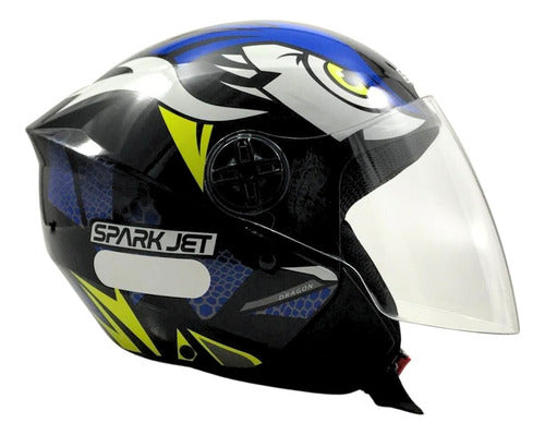 Capacete Moto Aberto Ebf Spark Jet Dragon Brilhante