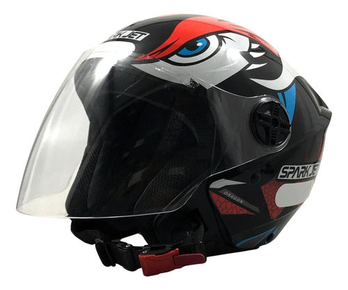 Capacete Moto Aberto Ebf Spark Jet Dragon Brilhante