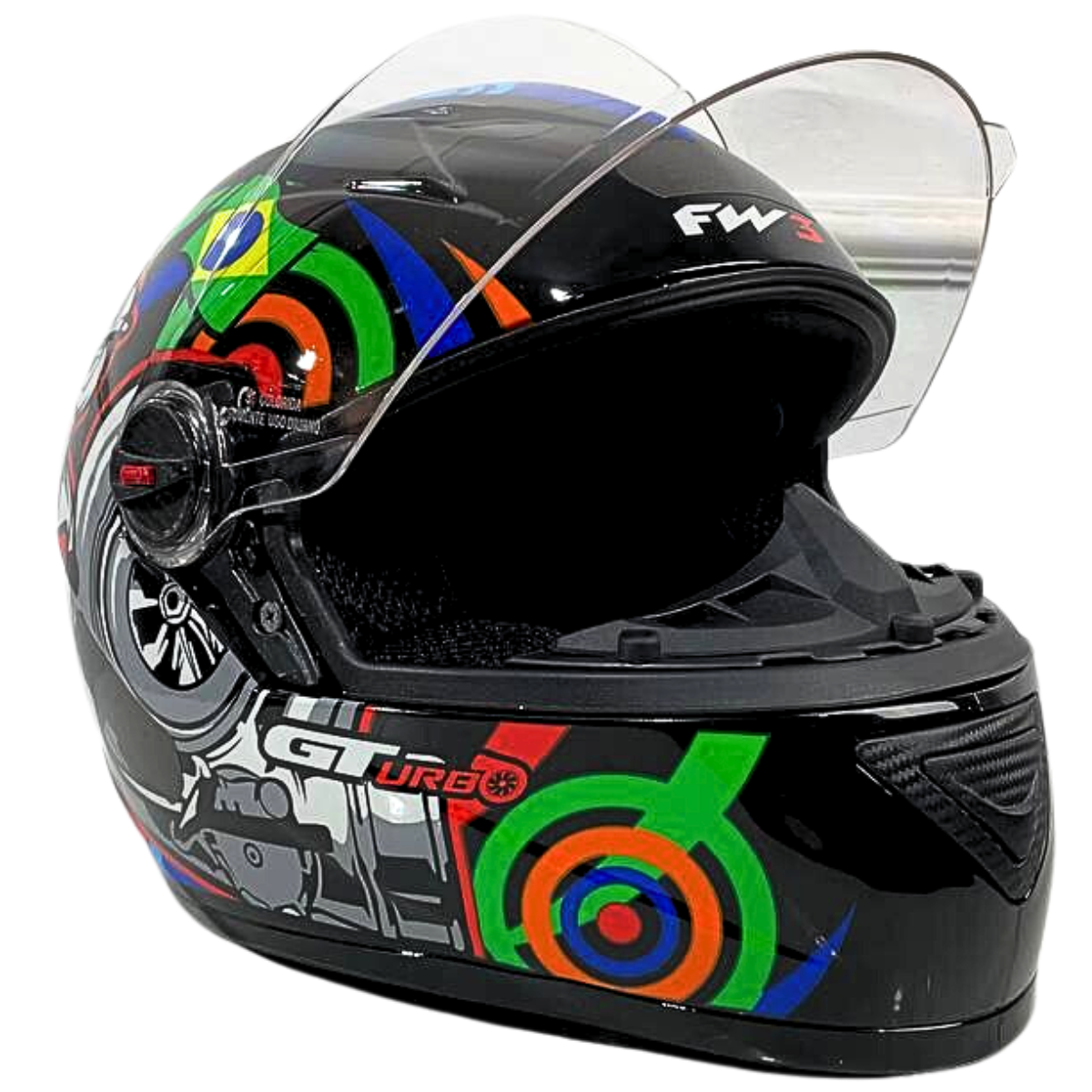 Capacete Moto Fw3 Gt2 Gt5 Viseira Cristal Com Narigueira