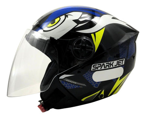 Capacete Moto Aberto Ebf Spark Jet Dragon Brilhante
