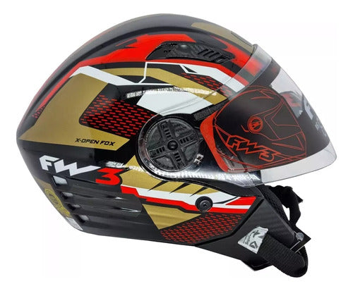Capacete Fw3 X Open Fox Com Óculos Interno Aberto Top