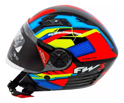 Capacete Fw3 X Open 43 Com Óculos Interno Aberto Top