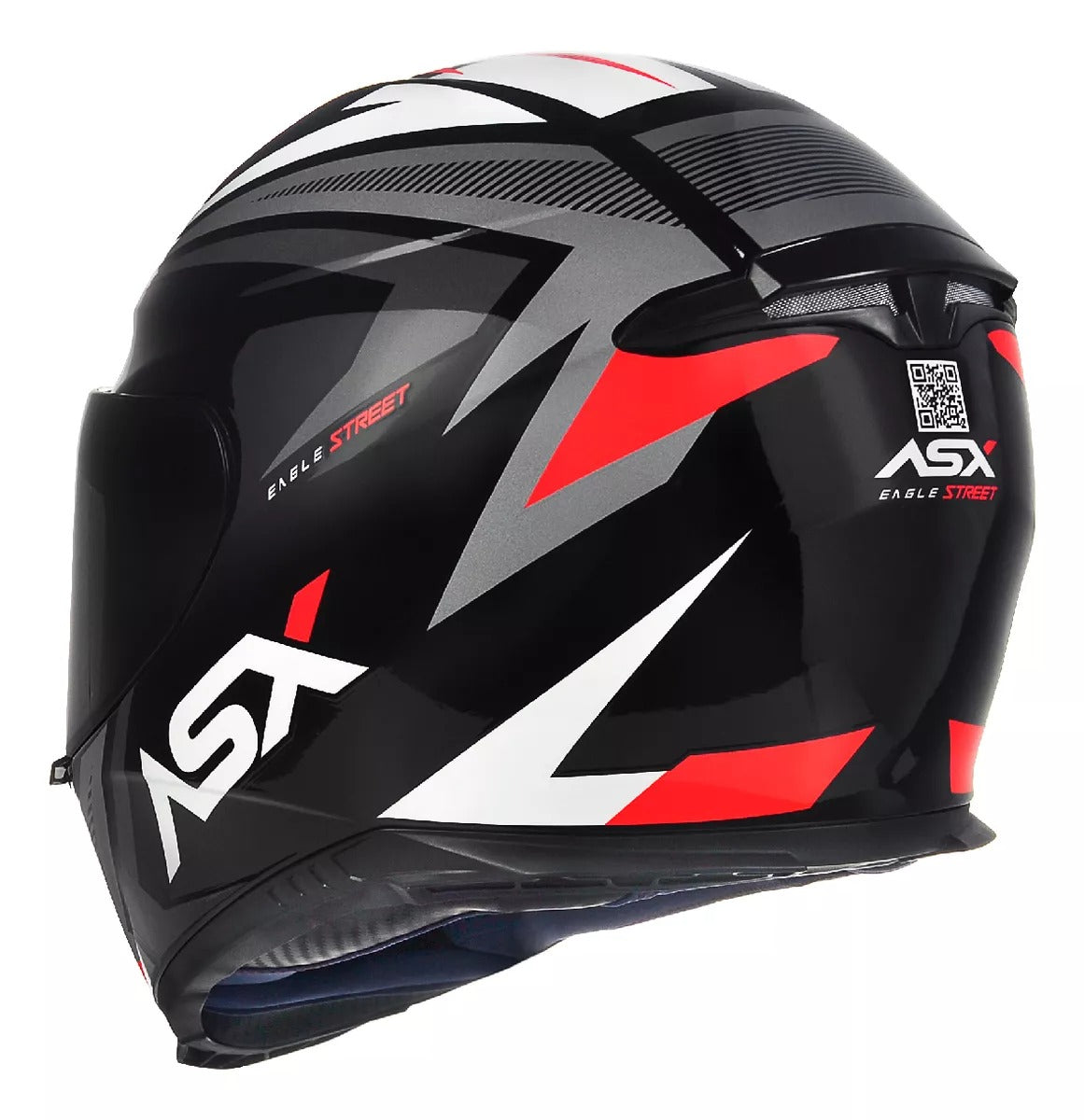Capacete Asx Eagle Street Brilho Preto Grafite + Viseira Fume