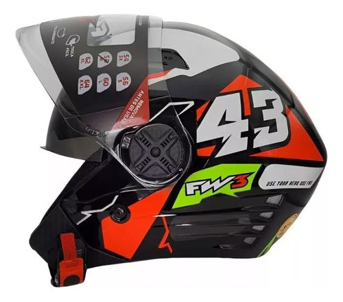 Capacete Fw3 X Open Fox Com Óculos Interno Aberto Top