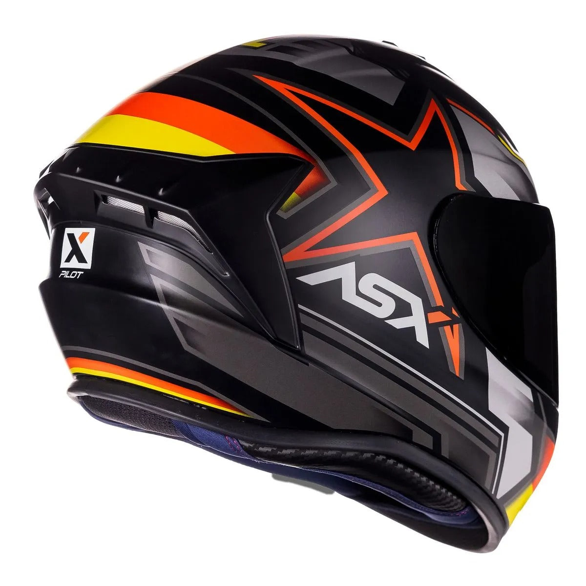 Capacete Moto Asx Draken Pilot Fosco Preto/Vermelho/Amarelo