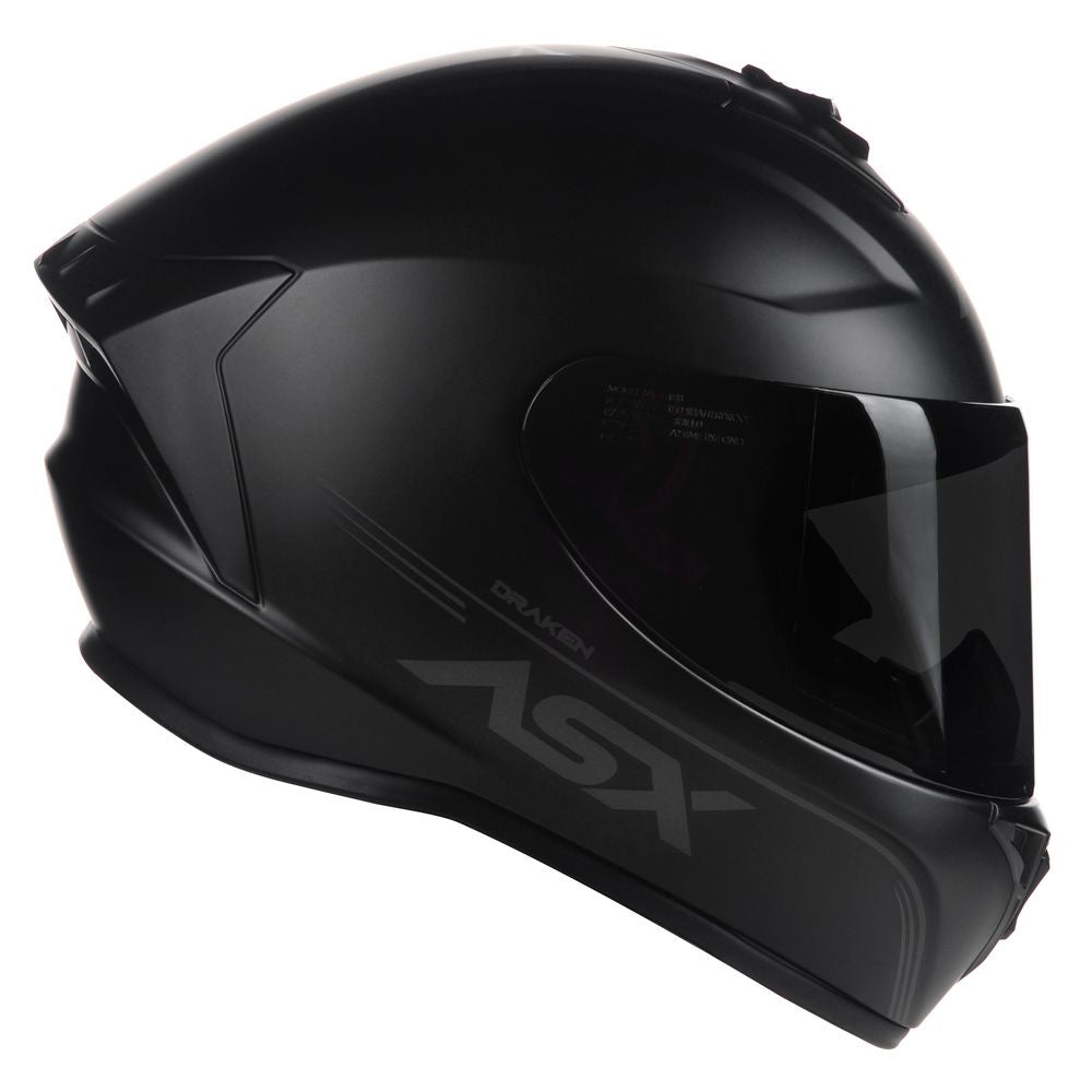 Capacete Fechado Asx Moto Esportivo Draken Preto Fosco