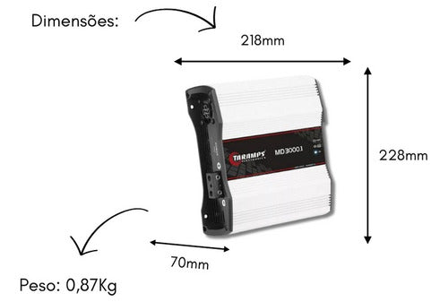 MÓDULO AMPLIFICADOR TARAMPS CLASS D MD 3000.1 3000W 4 OHMS
