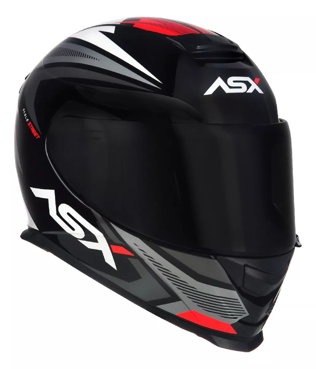 Capacete Asx Eagle Street Brilho Preto Grafite Branco Moto