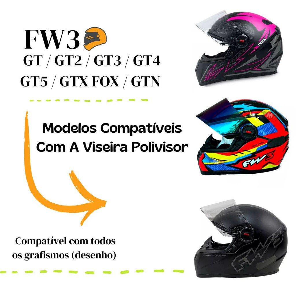 Viseira Cristal 2,5mm P/ Capacete Fw3 Gt LS2 Antirrisco