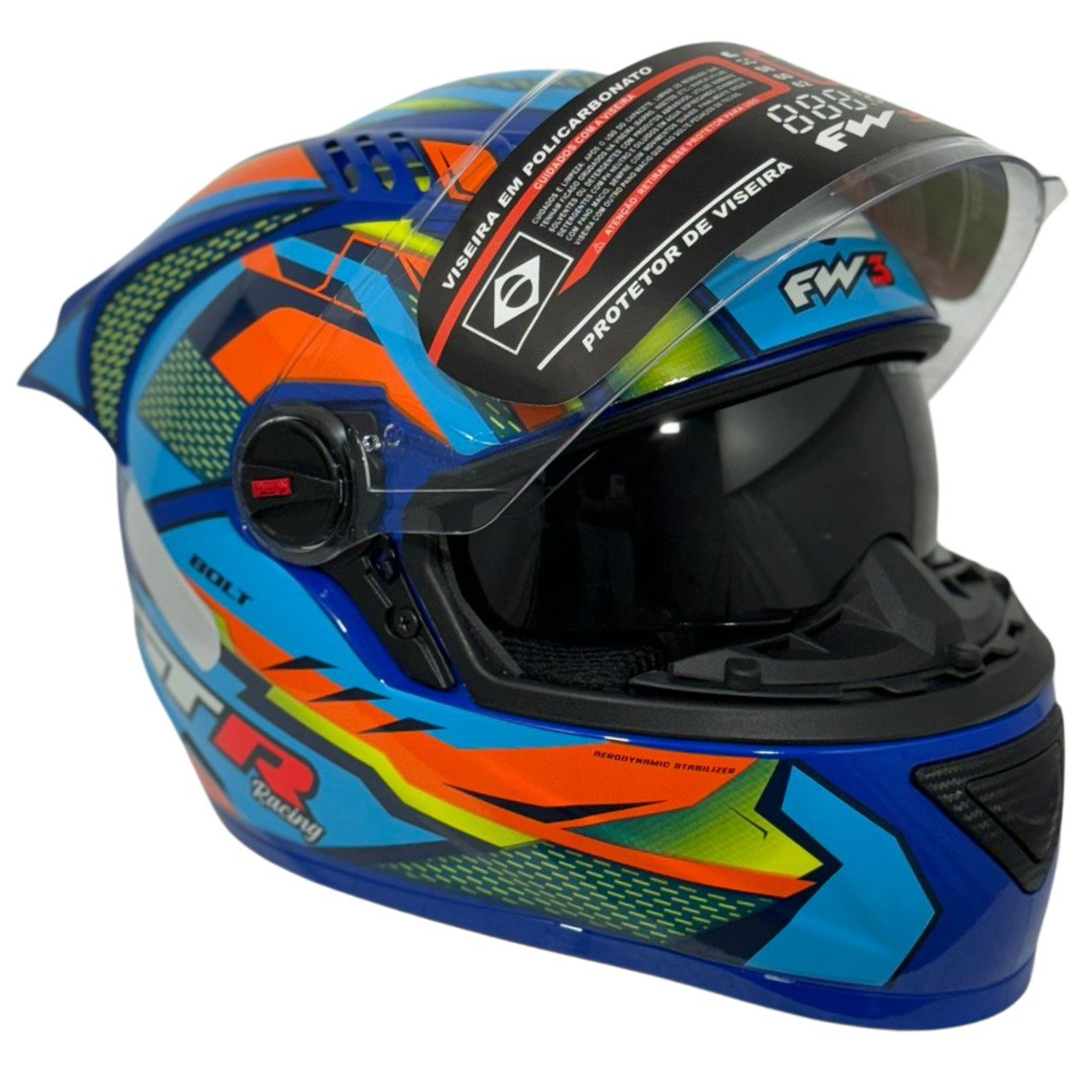 Capacete FW3 GT Racing Bolt Design Com Narigueira