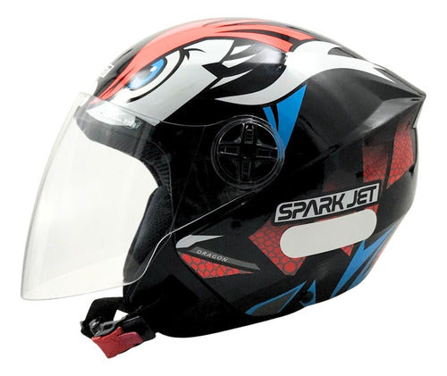 Capacete Moto Aberto Ebf Spark Jet Dragon Brilhante
