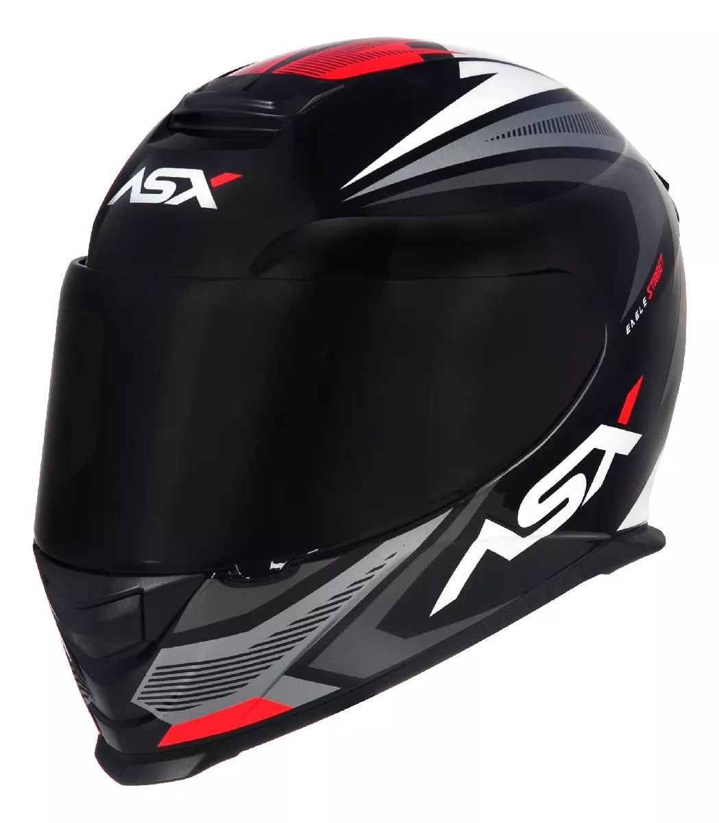 Capacete Asx Eagle Street Brilho Preto Grafite + Viseira Fume