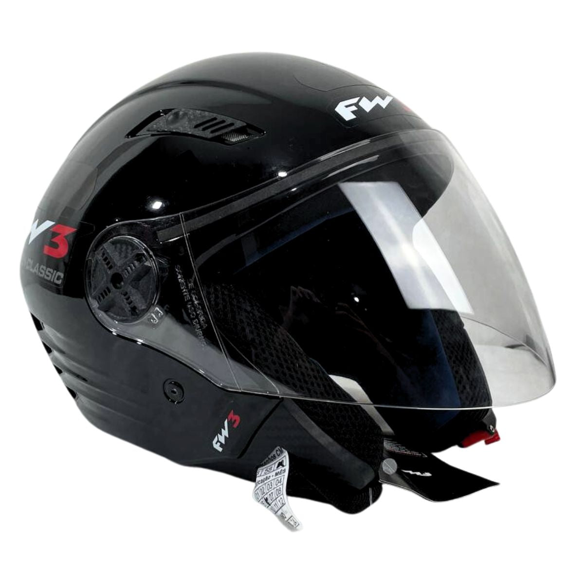 Capacete Aberto Fw3 X Open Classic Branco Ou Preto Brilhante
