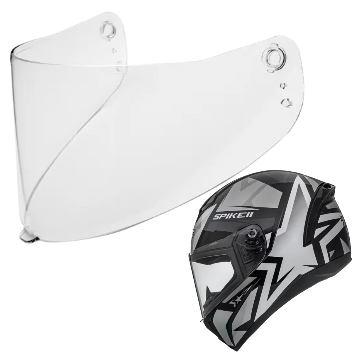 VISEIRA CRISTAL CAPACETE PEELS SPIKE II TRANSPARENTE