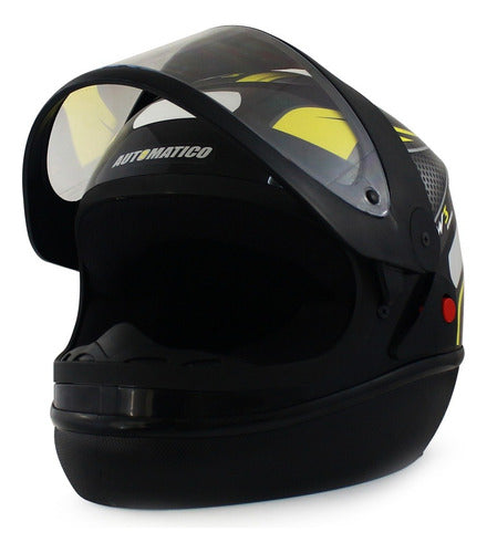Capacete Para Moto Automático Preto Com Vermelho Modelo Fw3