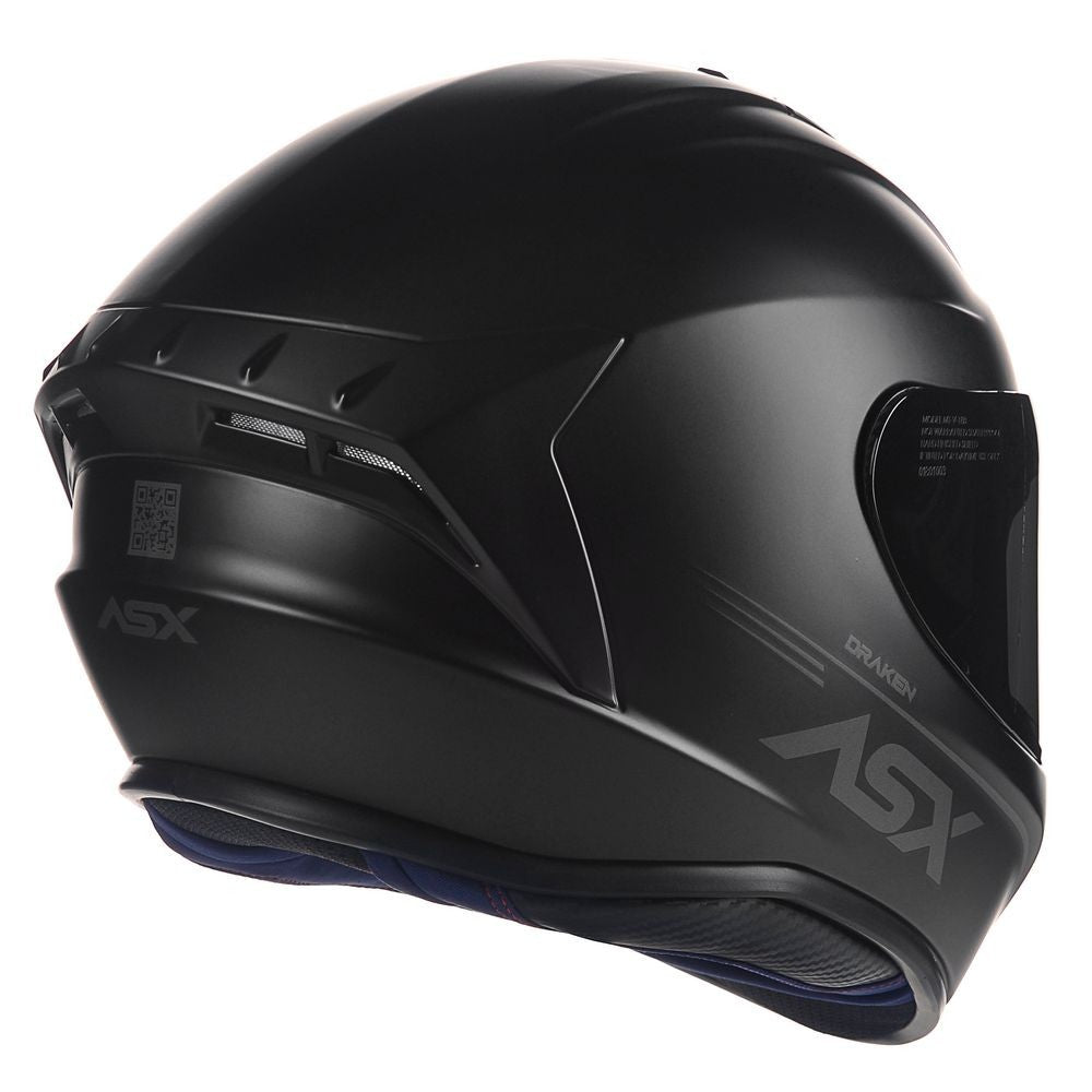 Capacete Moto ASX Draken Preto Fosco Solid + Viseira Fumê