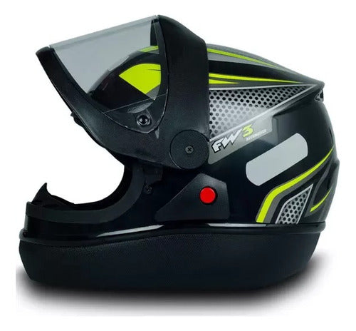 Capacete Para Moto Automático Preto Com Vermelho Modelo Fw3
