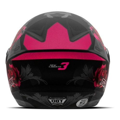 Capacete Aberto New Liberty Three Flowers Fosco Viseira Fumê