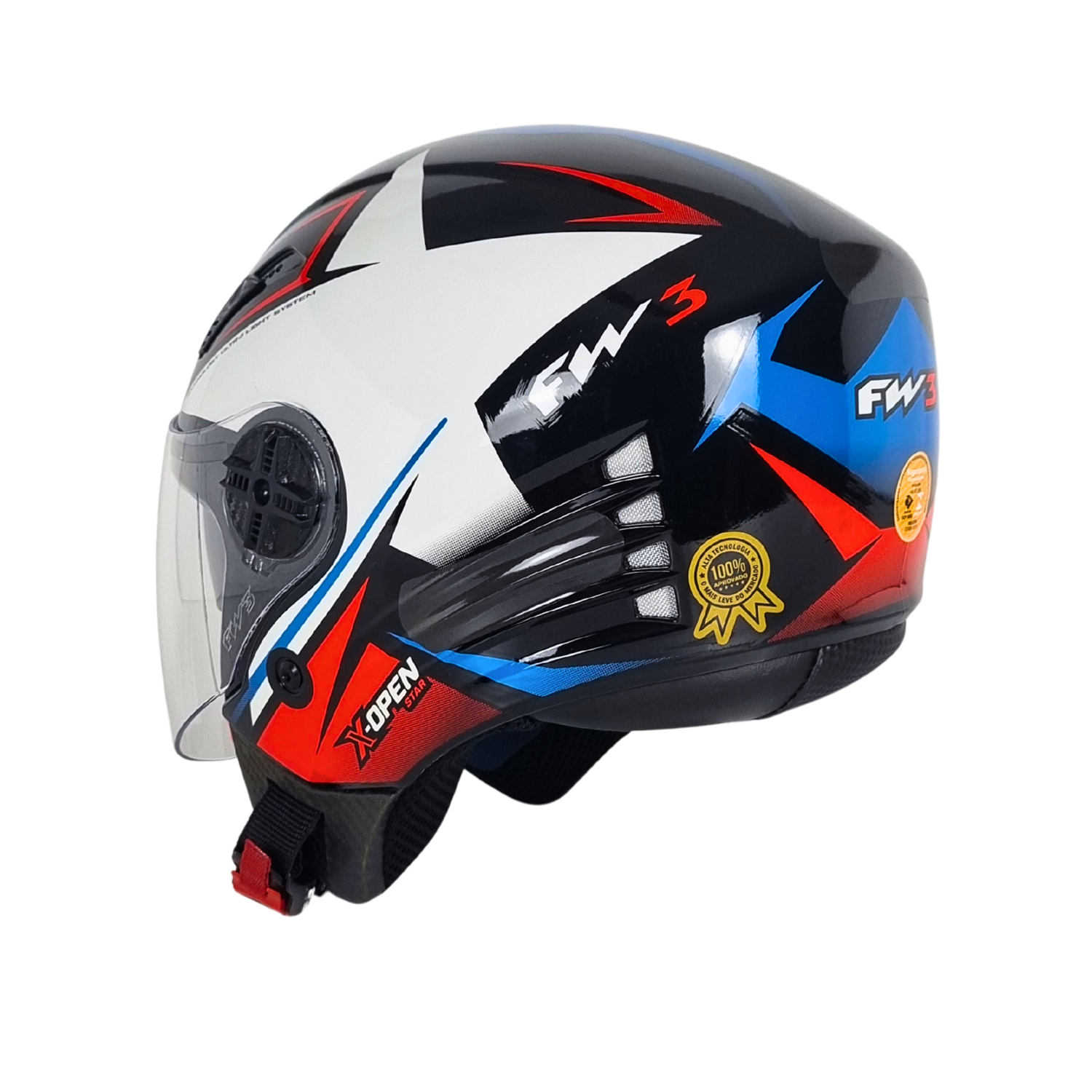 Capacete Aberto Fw3 X Open Up Star Com Óculos Interno Mega Lopes