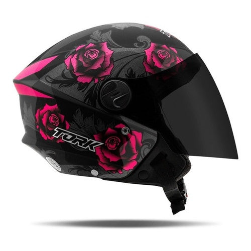 Capacete Aberto New Liberty Three Flowers Fosco Viseira Fumê