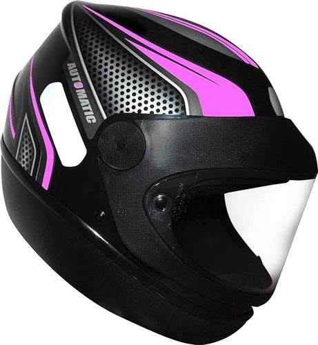 Capacete Para Moto Automático Preto Com Vermelho Modelo Fw3