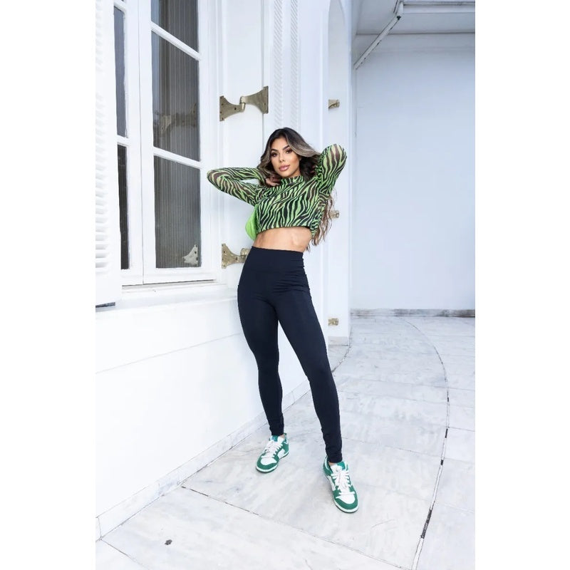 Legging Cós Alto Supplex Com Bolso Lateral Tecido Grosso