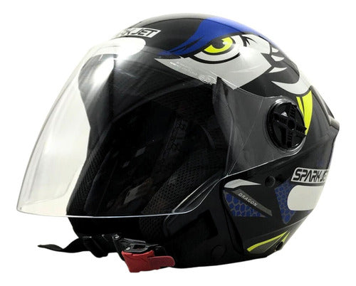 Capacete Moto Aberto Ebf Spark Jet Dragon Brilhante