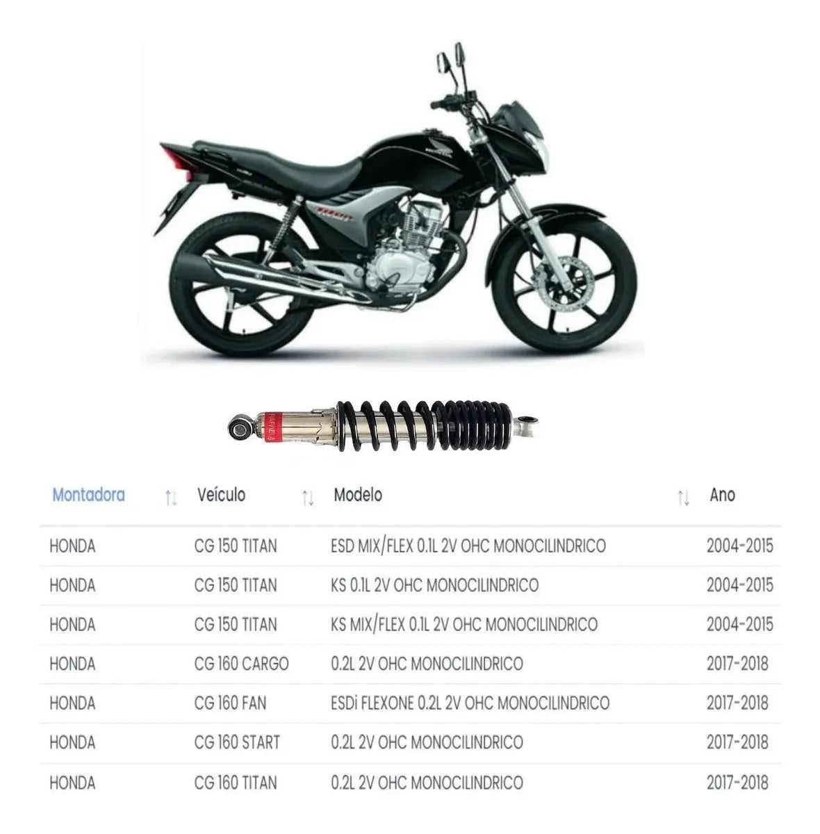 Par Amortecedor Honda Cg Titan Fan 150 125 2004 A 2014