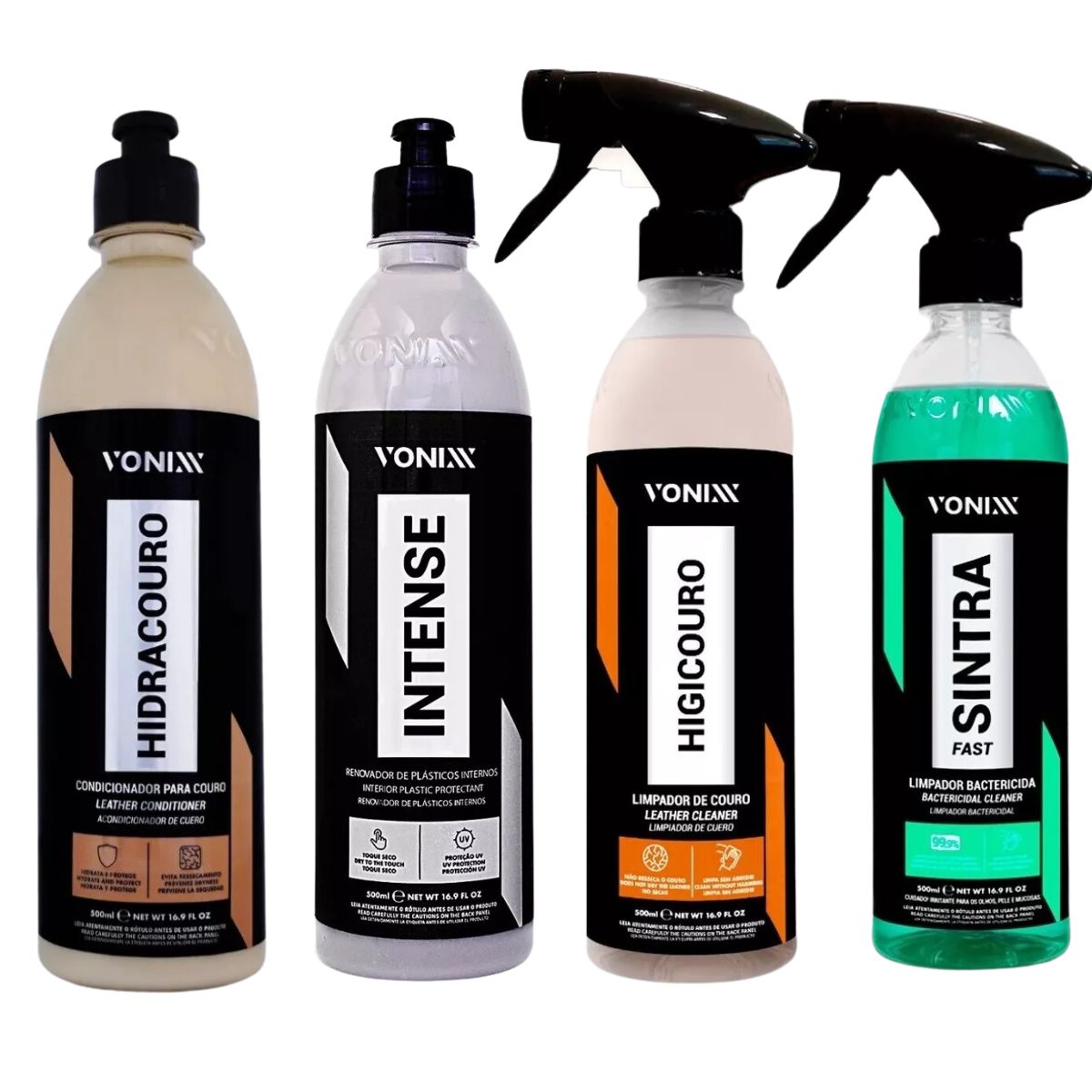 Kit Limpeza interna de Plastico e Couro automotivo Vonixx