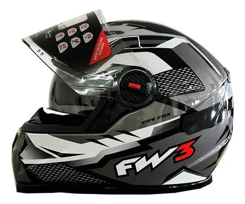 Capacete Fechado Fw3 Gtx Fox Com Óculos Interno Varias Cores