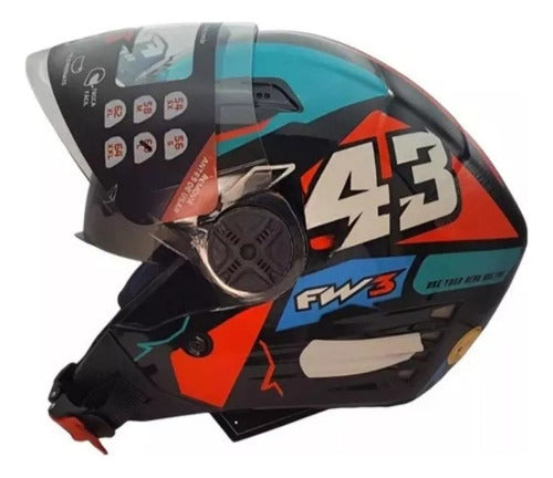 Capacete Fw3 X Open 43 Com Óculos Interno Aberto Top
