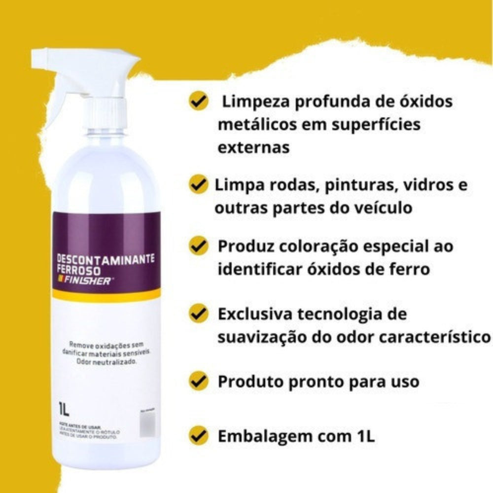 Descontaminante Ferroso Finisher Spray 1l Limpa Rodas Vidro