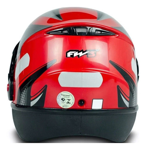 Capacete Para Moto Automático Preto Com Vermelho Modelo Fw3