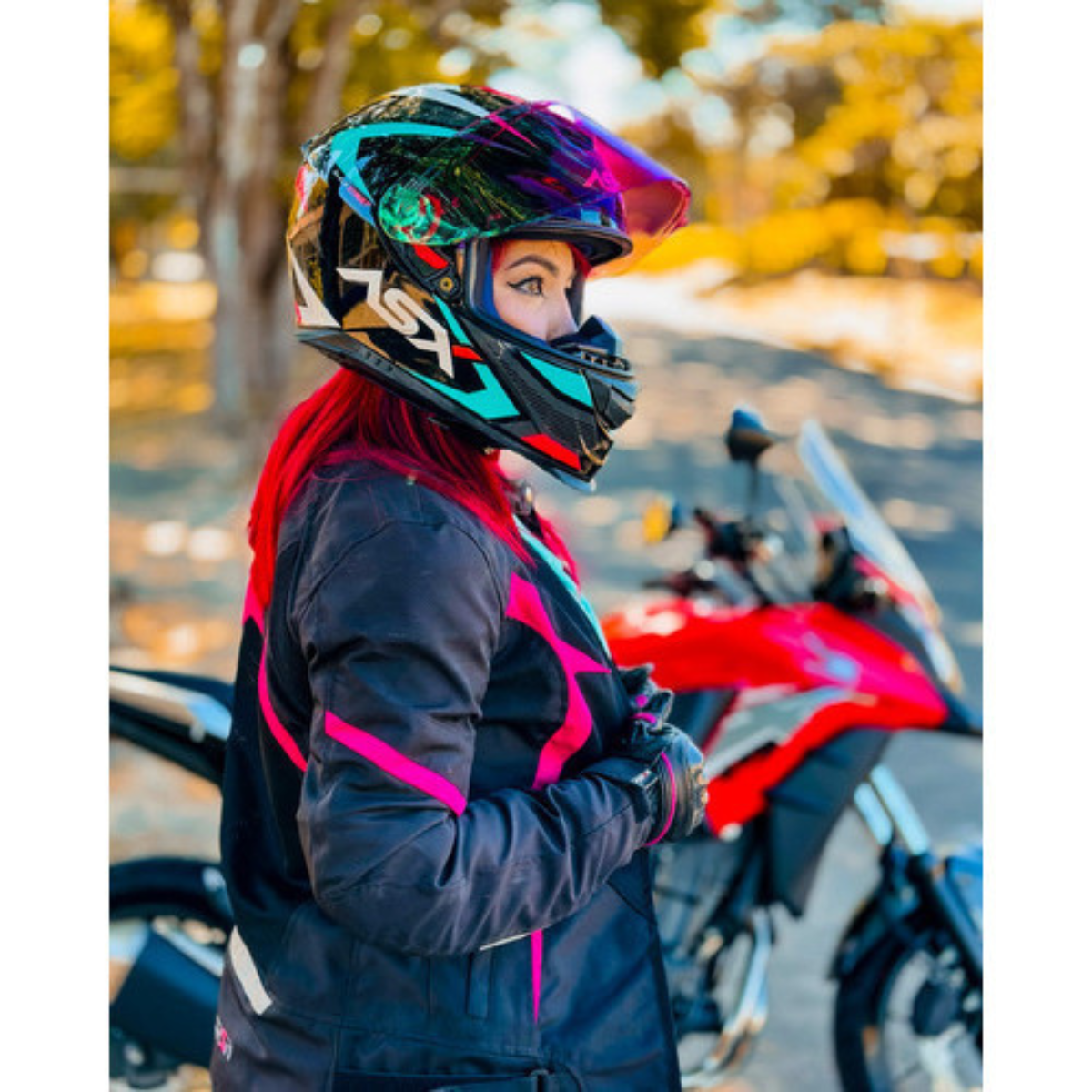 Capacete ASX Eagle Street Brilho Feminino + Narigueira