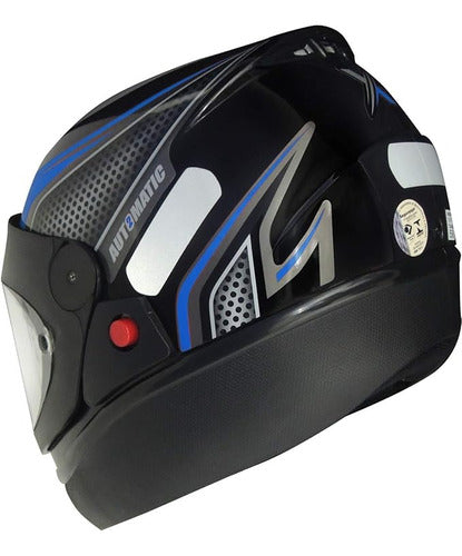 Capacete Para Moto Automático Preto Com Vermelho Modelo Fw3