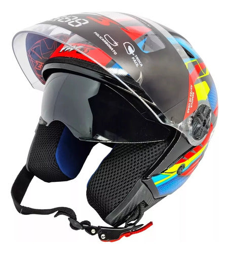 Capacete Fw3 X Open 43 Com Óculos Interno Aberto Top