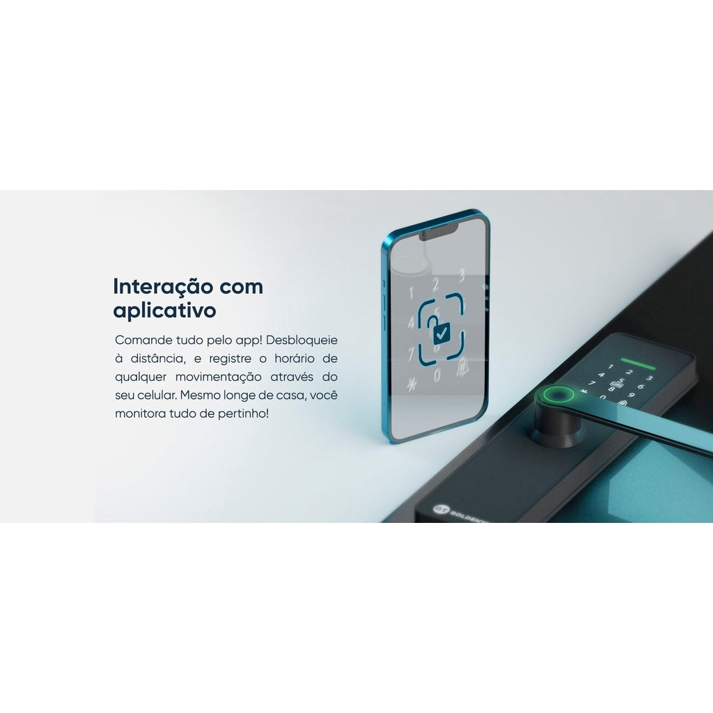 Fechadura Eletrônica Digital Goldentec Com Leitor Biométrico GT Smart