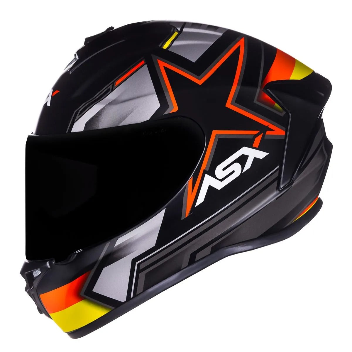 Capacete Moto Asx Draken Pilot Fosco Preto/Vermelho/Amarelo