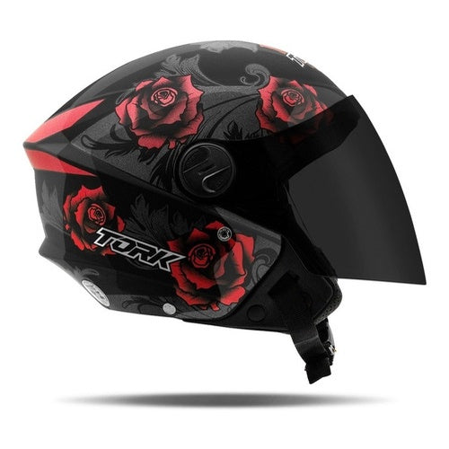 Capacete Aberto New Liberty Three Flowers Fosco Viseira Fumê