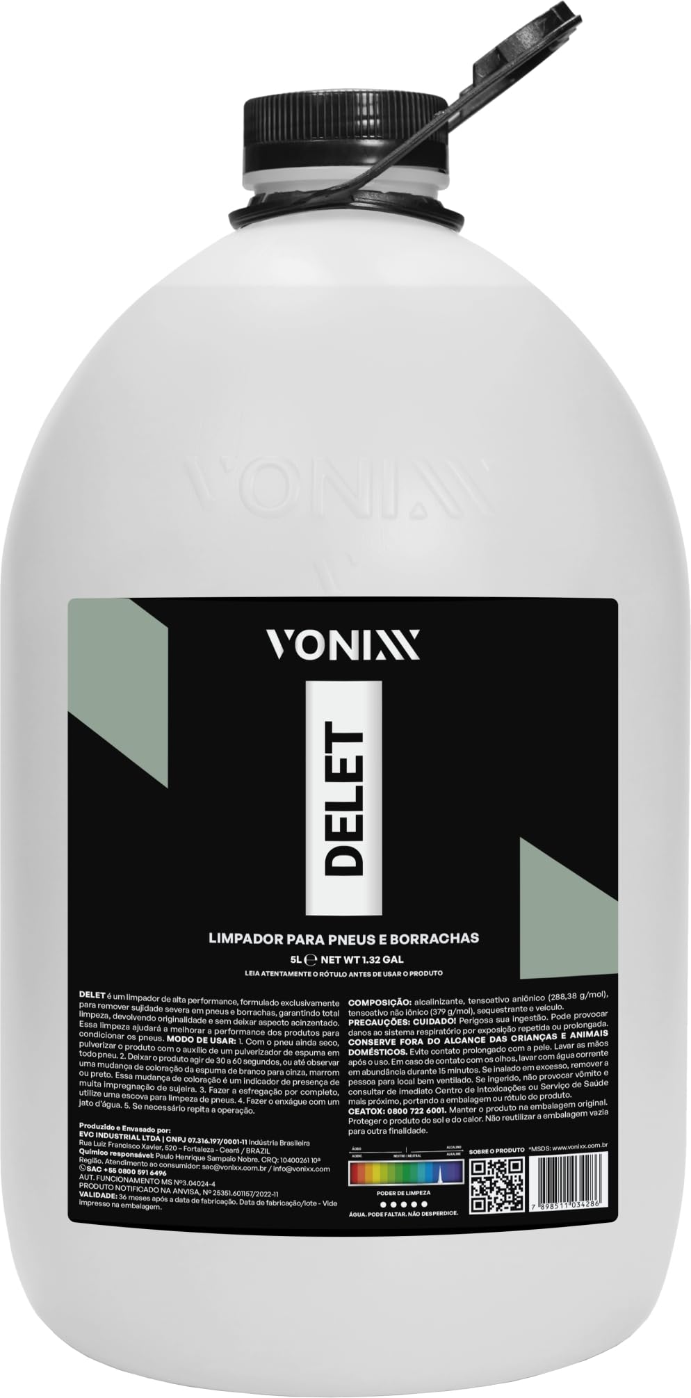 Delet Vonixx Limpador Para Pneus E Borrachas Delet 5litros