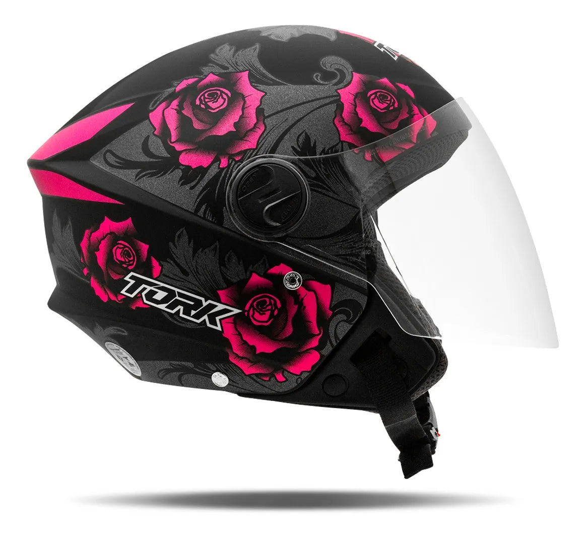 Capacete Aberto New Liberty Three Flowers Fosco Viseira Fumê