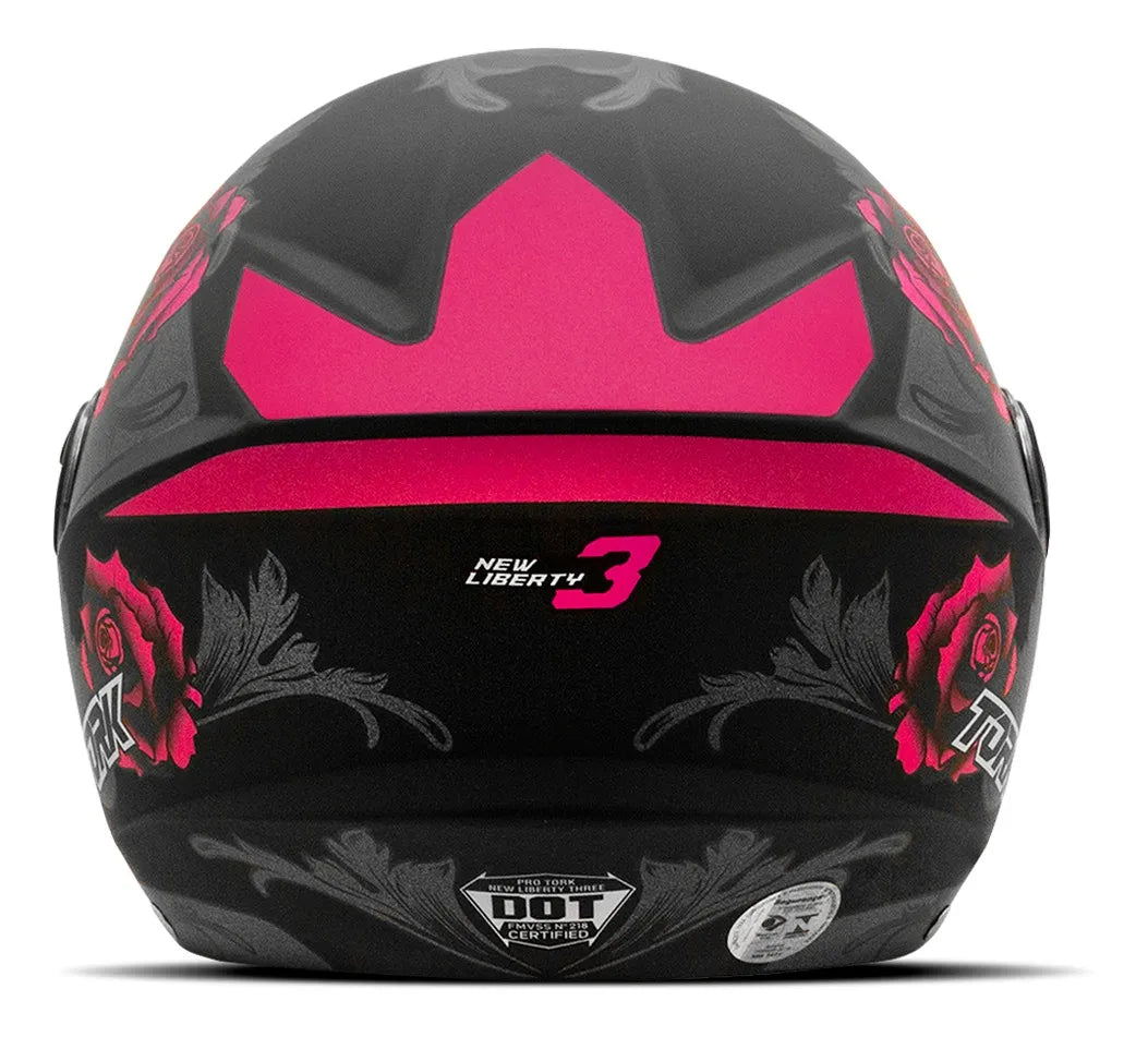 Capacete Aberto New Liberty Three Flowers Fosco Viseira Fumê