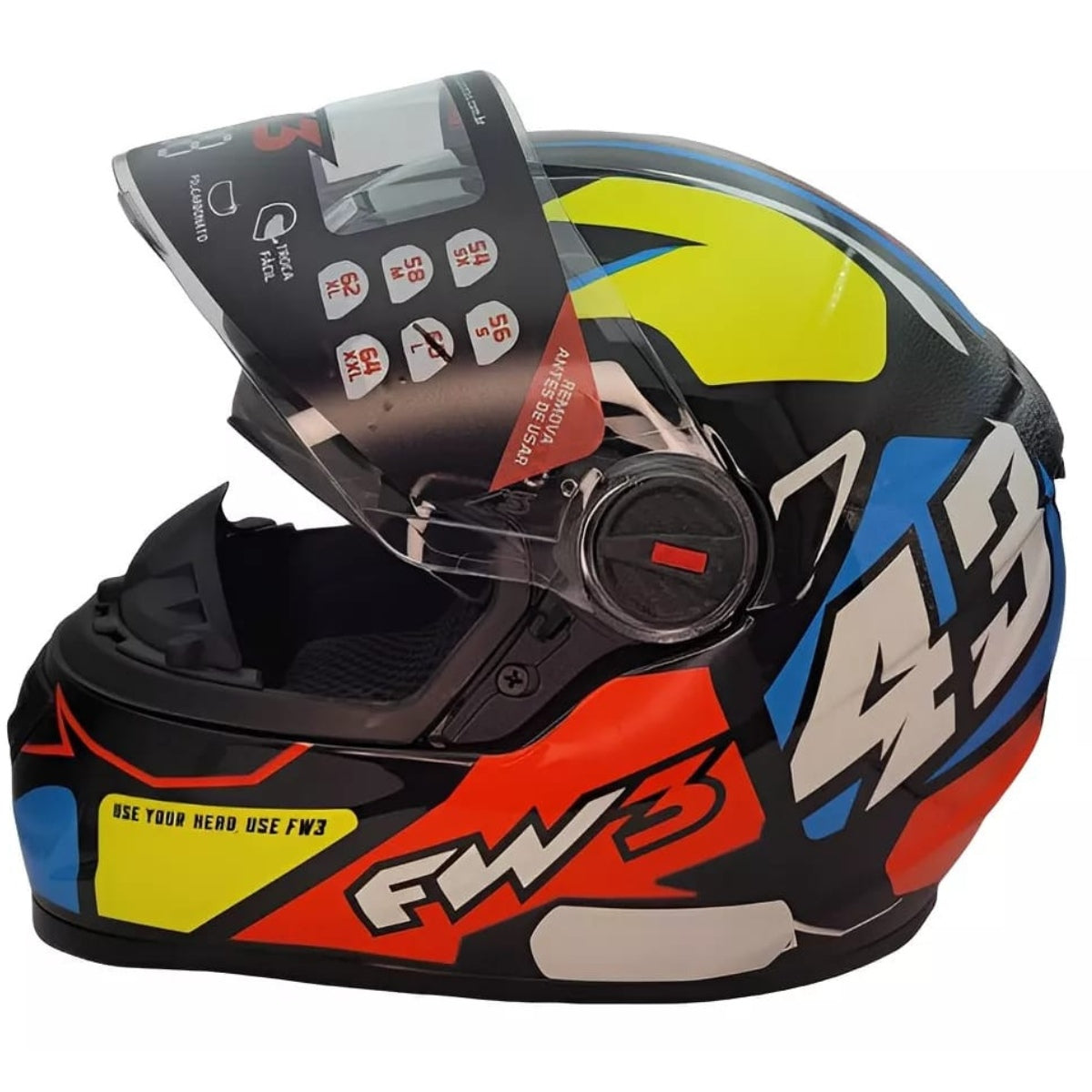 Capacete Fechado Fw3 Gtx 43 Com Oculos Interno