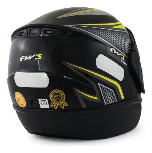 Capacete Para Moto Automático Preto Com Vermelho Modelo Fw3